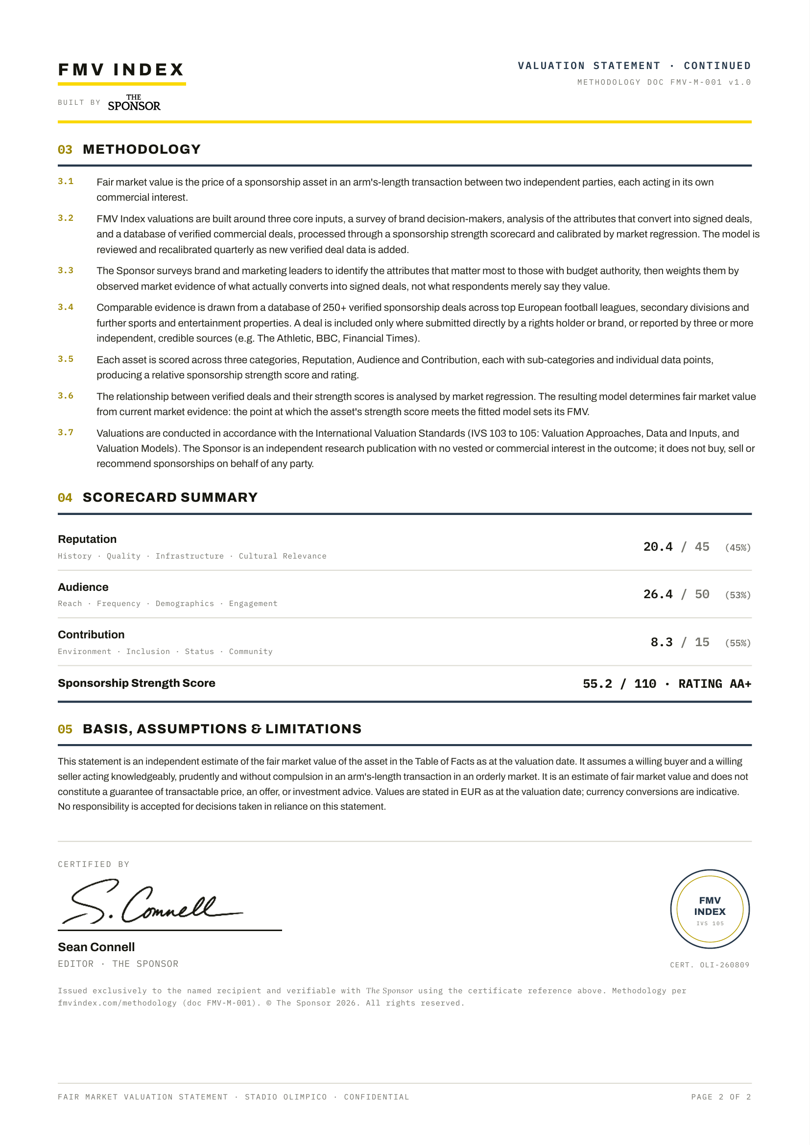 Valuation Sheet — page 2